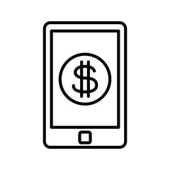 Smartphone mobile app with dollar symbol: vector illustration, business icon