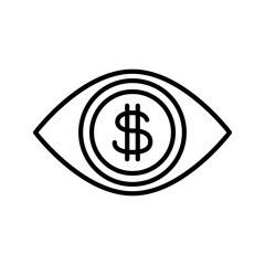 Eye with dollar symbol icon: vector illustration, banking, business icon