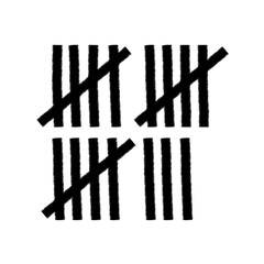 Tally mark. Prison counting lines, black slash scratches on the wall. Hand drawn crossed out tally marks, jail grunge outline numbers on white background, vector illustration.