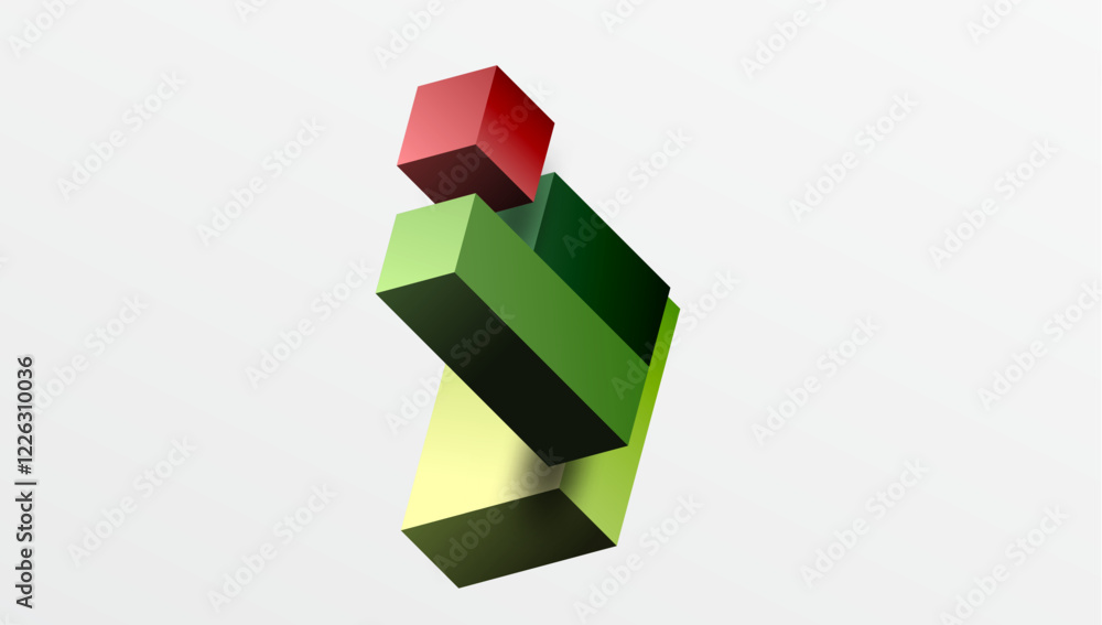 Poster sleek abstract design featuring isometric 3d blocks in a clean, modern composition. perfect for tech