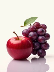 Obraz premium cherries on a white background apple and grap ai