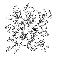 Line art vector illustration of flowers