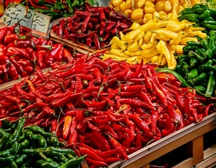 Fototapeta premium All types of chili on market