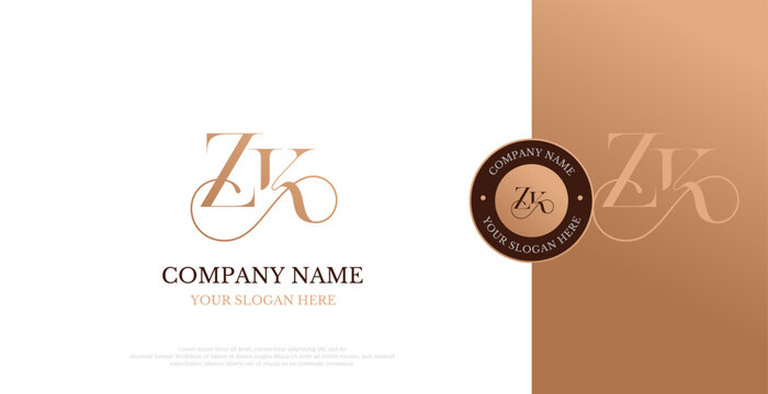 Initial ZK Logo Design Vector 