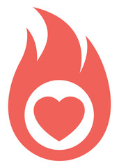 Hot heart symbol isolated on white background.