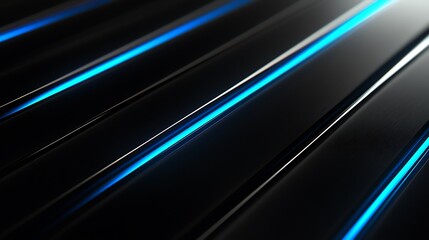 Abstract Black Surface With Blue Neon Lines