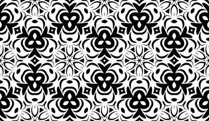geometric pattern with floral abstract ornament. Seamless vector background.