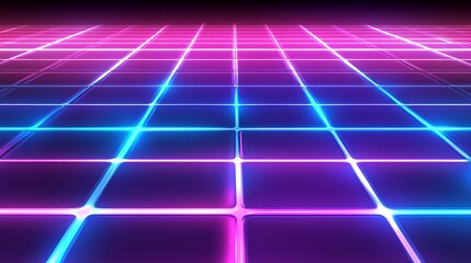 Abstract Grid Pattern with Neon Pink and Blue Lights