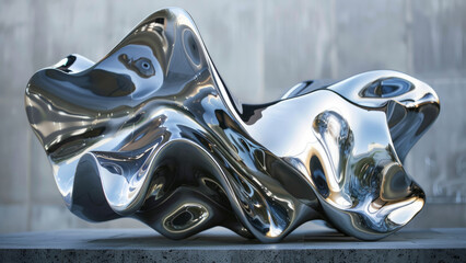 Liquid Metal With Reflective Gold And Silver Waves