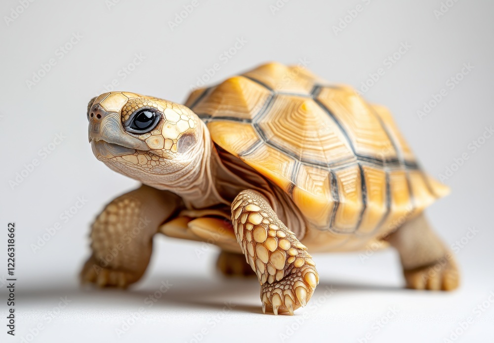 Poster adorable close-up portrait of a tortoise showcasing intricate shell patterns and vibrant colors, hig
