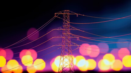 A close-up of power grid infrastructure with high-voltage transmission lines, symbolizing the critical role of infrastructure in the energy sector and its impact on energy stocks