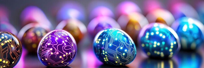 circuitry easter eggs with glowing circuits and colorful design new for 2025 easter spring holiday