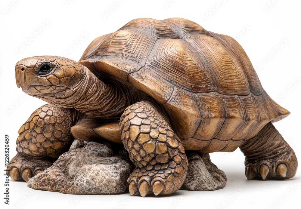 Poster artistic representation of a realistic turtle sculpture showcasing intricate texture and detail, per