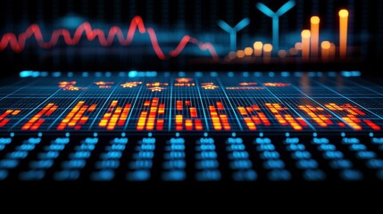 A stock trader analyzing energy sector investments, with icons of power plants, wind farms, and solar arrays, symbolizing the growing role of renewable energy in the financial landscape