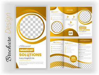 Medical healthcare business trifold brochure template, Medical Clinic trifold brochure layout, vector template, trifold brochure. 