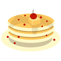Cute Pancake Illustration. National Pancake Day Celebration. Isolated Vector