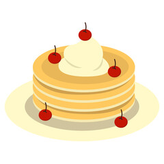 Cute Pancake Illustration. National Pancake Day Celebration. Isolated Vector