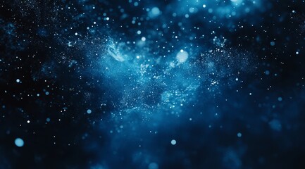 Abstract blue particle nebula background.