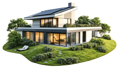 PNG Modern eco-friendly house with garden
