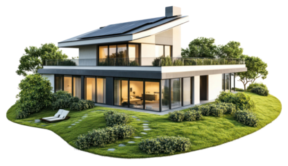 PNG Modern eco-friendly house with garden
