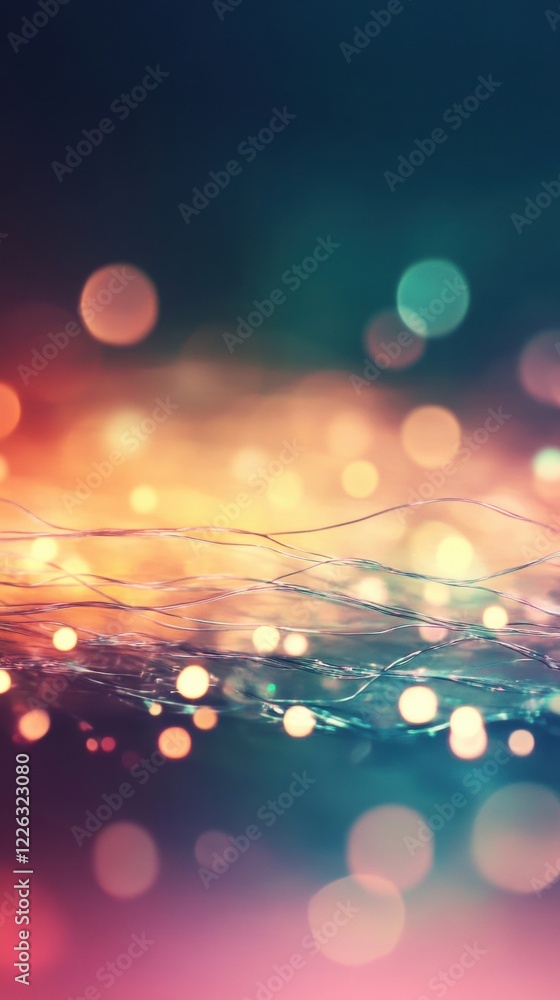 Poster vibrant light streaks in various colors blend seamlessly, creating a dynamic and abstract display th