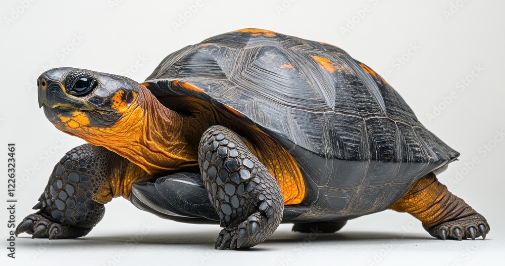 Aufkleber captivating portrait of a detailed exotic turtle with unique shell patterns and vibrant orange accen
