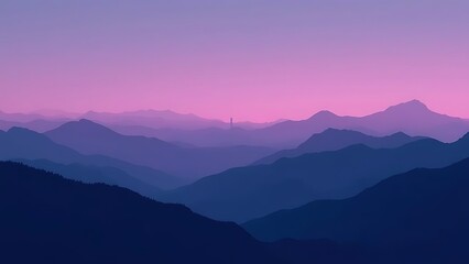 Fototapeta premium dramatic mountain silhouettes dusk misty purple