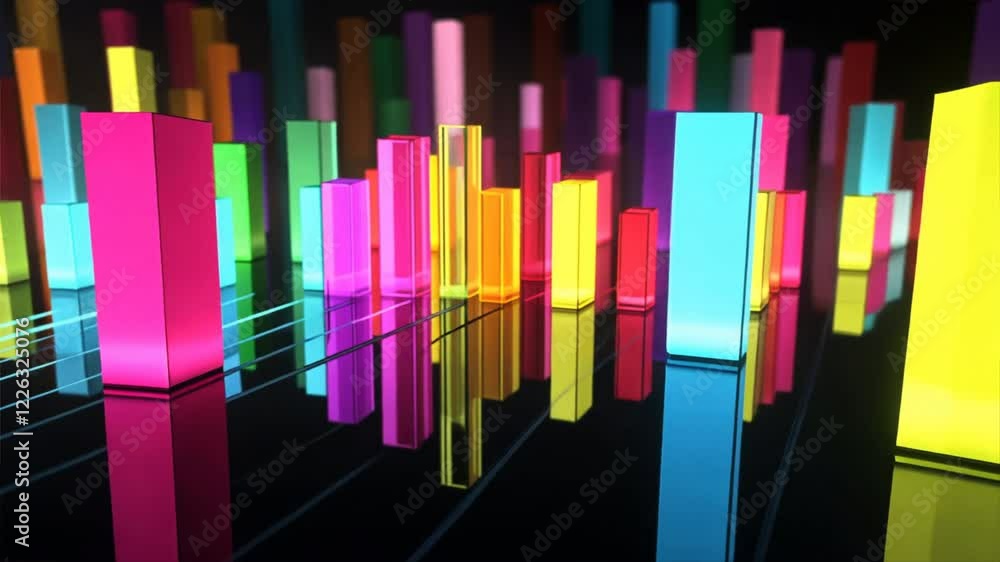 Poster vibrant abstract bars colorful reflection of dynamic energy and creative visuals on glossy surface