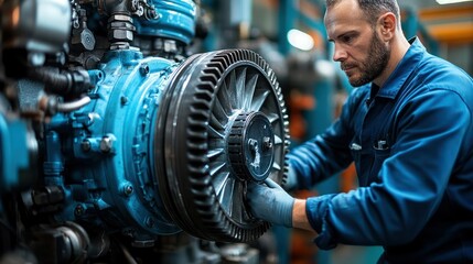 Focused Mechanic Repairing Industrial Machinery