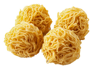 Unique strands of dried noodles ready for cooking isolated on transparent background