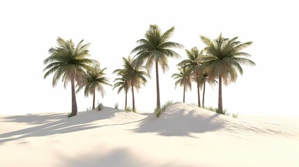 Serene Tropical Island with Palm Trees and Sandy Landscape