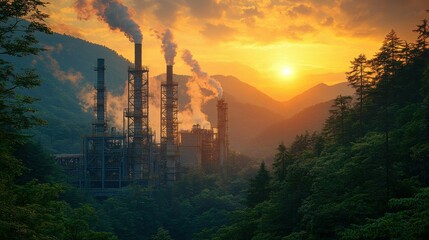 An eco-friendly industrial facility utilizing renewable energy and innovative technology to reduce carbon footprint and achieve net zero emissions