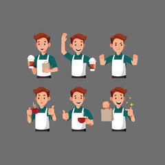 Fototapeta premium Illustration Set of Barista serving Coffee
