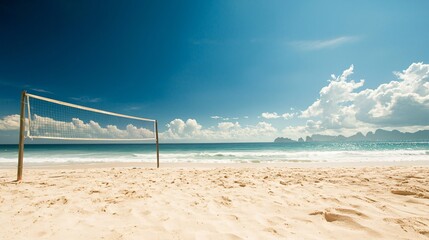 Beach Volleyball Game at a Serene Coastal Location Scenic Nature View Relaxing Environment Leisure Activity