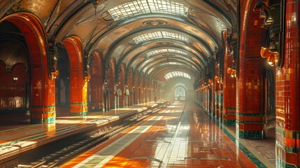 Obraz premium Intricate Art Deco Train Station with Stunning Architectural Details