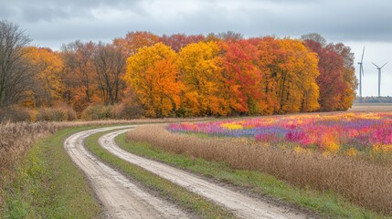 A renewable energy plant, such as a wind farm or solar farm, transforming the energy sector towards a net zero emissions future with advanced technology and green solutions
