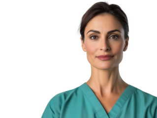 Empowered Female Doctor in Scrubs: A Portrait Celebrating Professionalism, Expertise, and Dedication to Patient Care in the Medical Field.