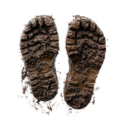 Two dirty, muddy shoes with a lot of dirt on them. transparent background