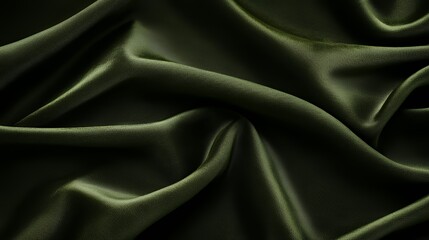 Fototapeta premium Dark Olive Green Silk Fabric Draped Softly