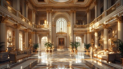 Fototapeta premium Luxurious Neoclassical Mansion Interior with Intricate Details