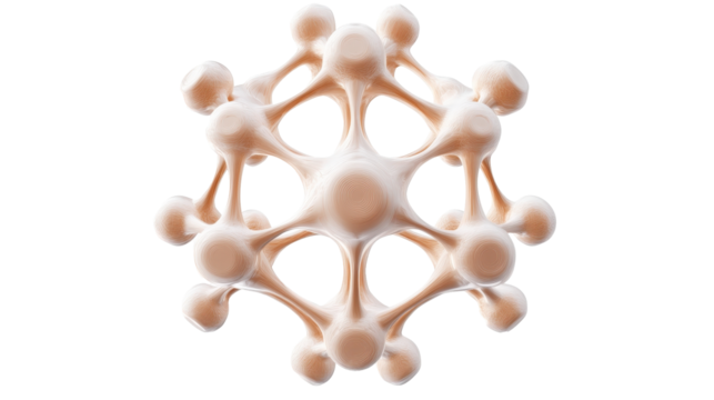 Abstract molecular structure in soft tones. transparent background
