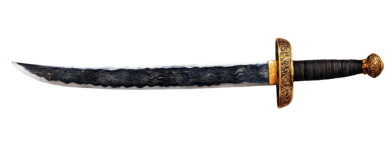 Ancient sword with intricate detailing and history. transparent background