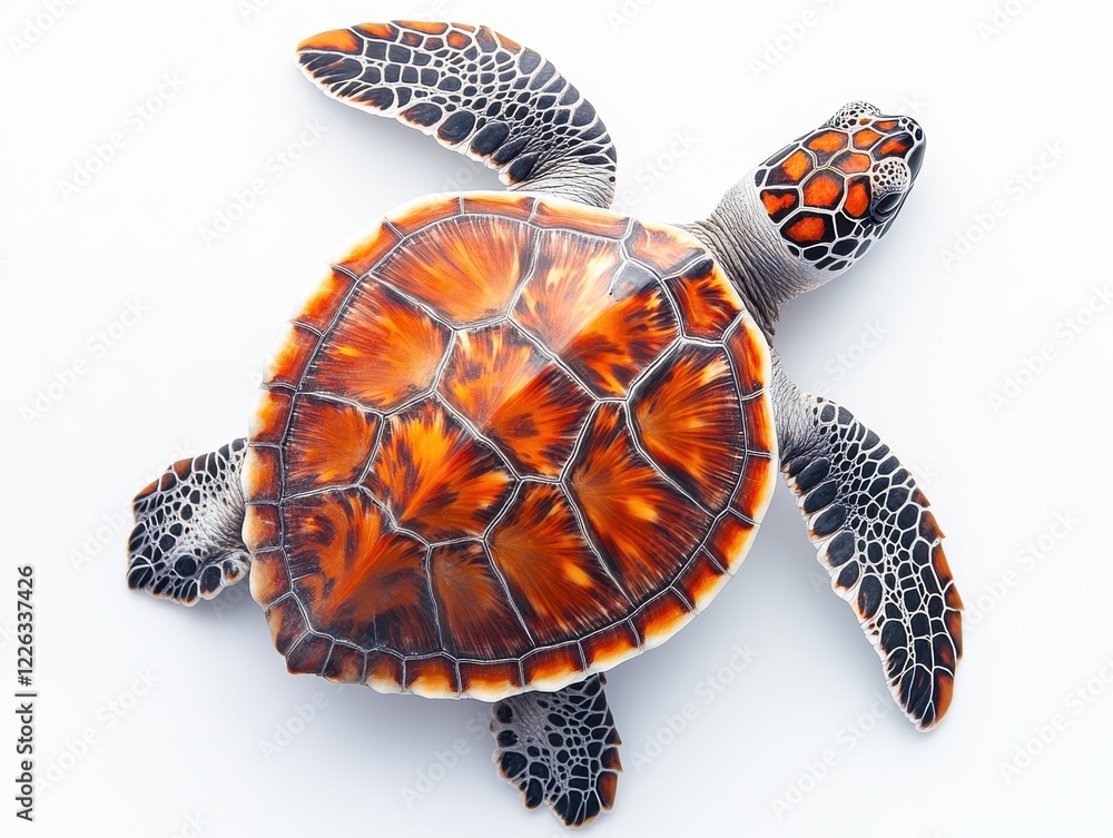 Aufkleber colorful sea turtle on white background with intricate shell patterns and vibrant colors for nature 