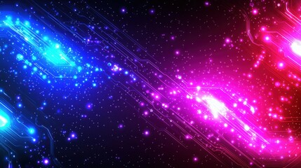 Cyber connection design with luminous circuit patterns showcasing the integration of AI and futuristic electronic systems in a vibrant digital style.