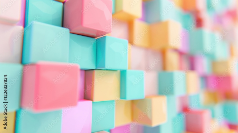 Poster a vibrant collection of pastel colored cubes forms an engaging pattern, perfect for enhancing artist