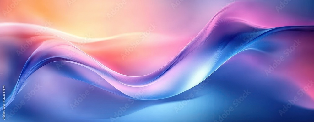 Poster blue and pink abstract design background with soft focus and flowing curves