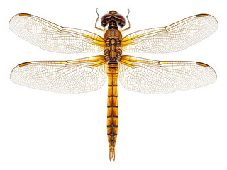 Close-up of a dragonfly's delicate wings isolated on transparent background