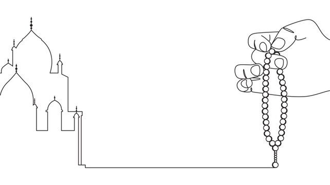 Islamic line art style vector illustration on transparent background eps 10