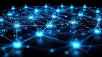 Fototapeta premium Dynamic electronic circuit lines forming a futuristic cyber network, ideal for showcasing AI, digital technology, and modern connectivity concepts.