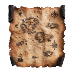 Naklejka premium Antique treasure map with detailed illustrations. transparent background